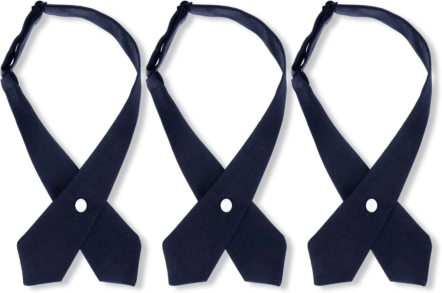 3 Pcs Adjustable Cross Bow Tie - Girls' Navy Solid Color School Uniform Tie