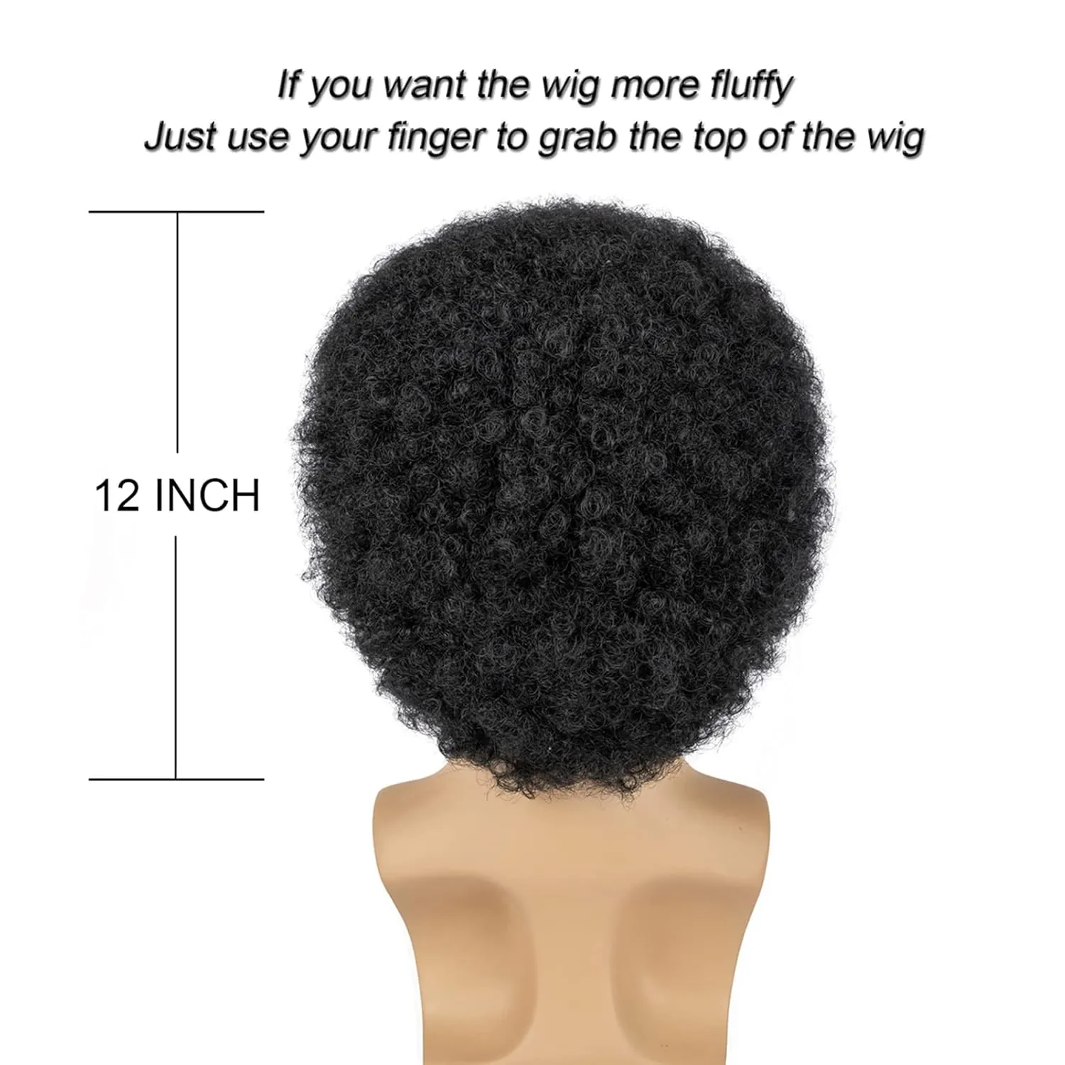 Afro Wig Men 70s Costume Wig Short Curly Black Disco Wigs for Men Natural Fluffy Synthetic hair Wigs for Halloween Chrismas Cosplay Party
