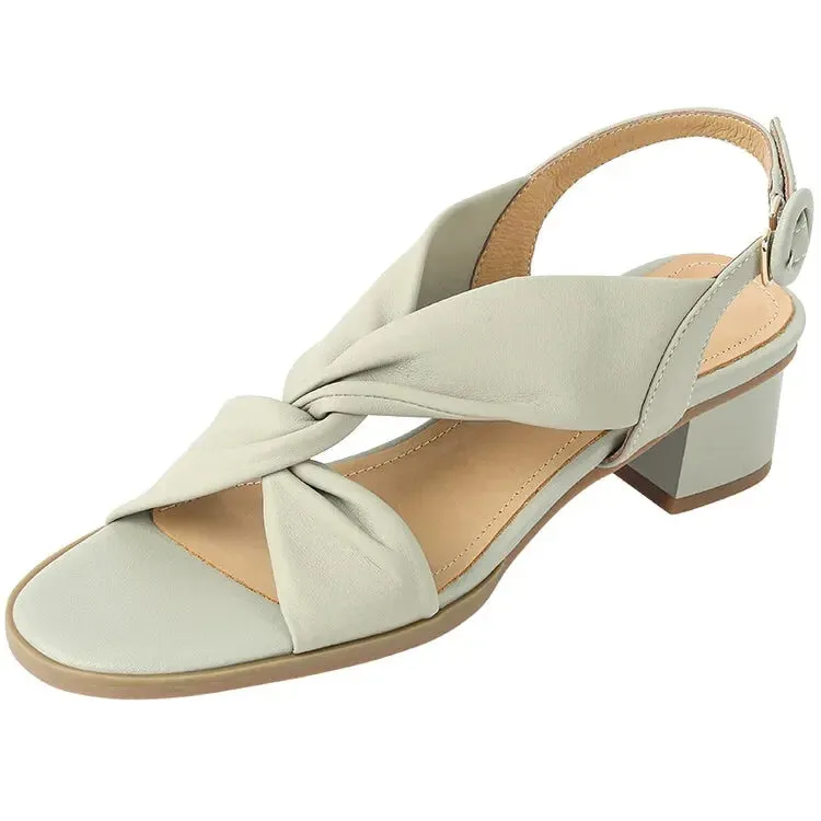 Amozae-New Summer Shoes Round Toe Sandals Chunky Heel Shoes for Women Handmade Women Sandals Zapatos De Mujer Open Toe Gladiator Shoes