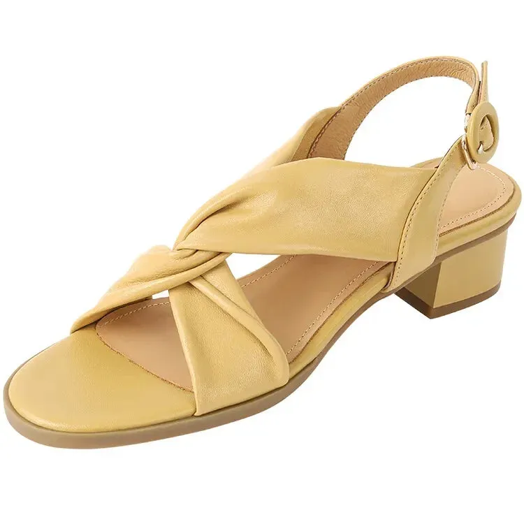Amozae-New Summer Shoes Round Toe Sandals Chunky Heel Shoes for Women Handmade Women Sandals Zapatos De Mujer Open Toe Gladiator Shoes