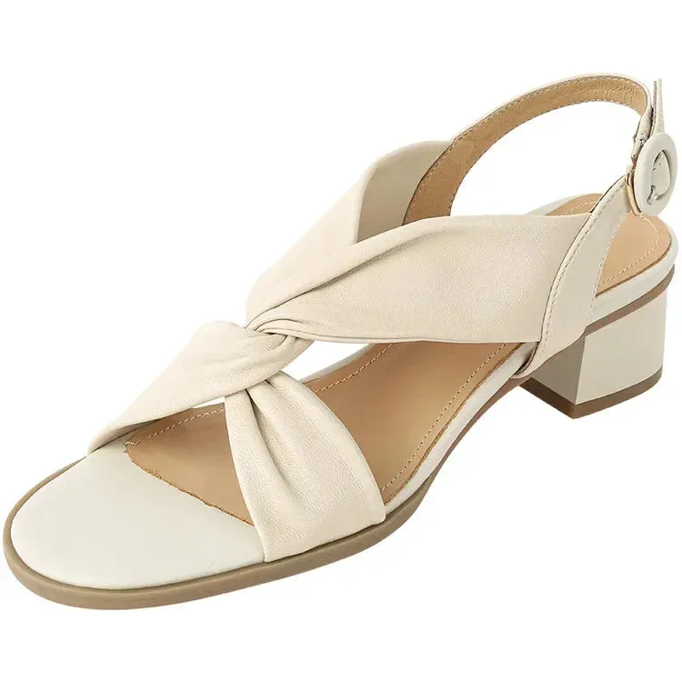 Amozae-New Summer Shoes Round Toe Sandals Chunky Heel Shoes for Women Handmade Women Sandals Zapatos De Mujer Open Toe Gladiator Shoes