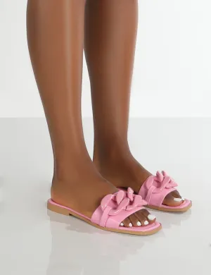 Ark Pink Chunky Chain Detail Slide Sandals