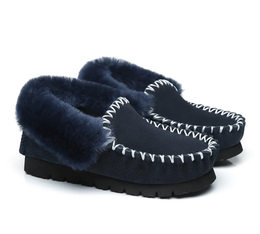 Australian Shepherd Ankle Sheepskin Slippers Men Popo Moccasins Big Size UGG Boots