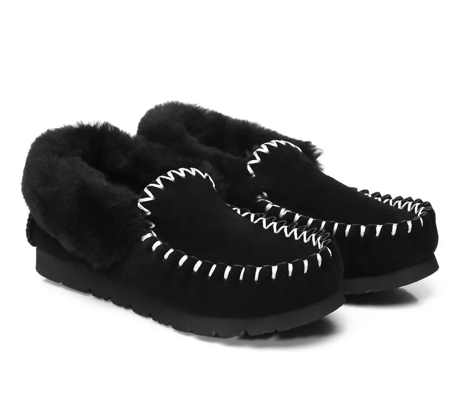 Australian Shepherd Ankle Sheepskin Slippers Men Popo Moccasins Big Size UGG Boots
