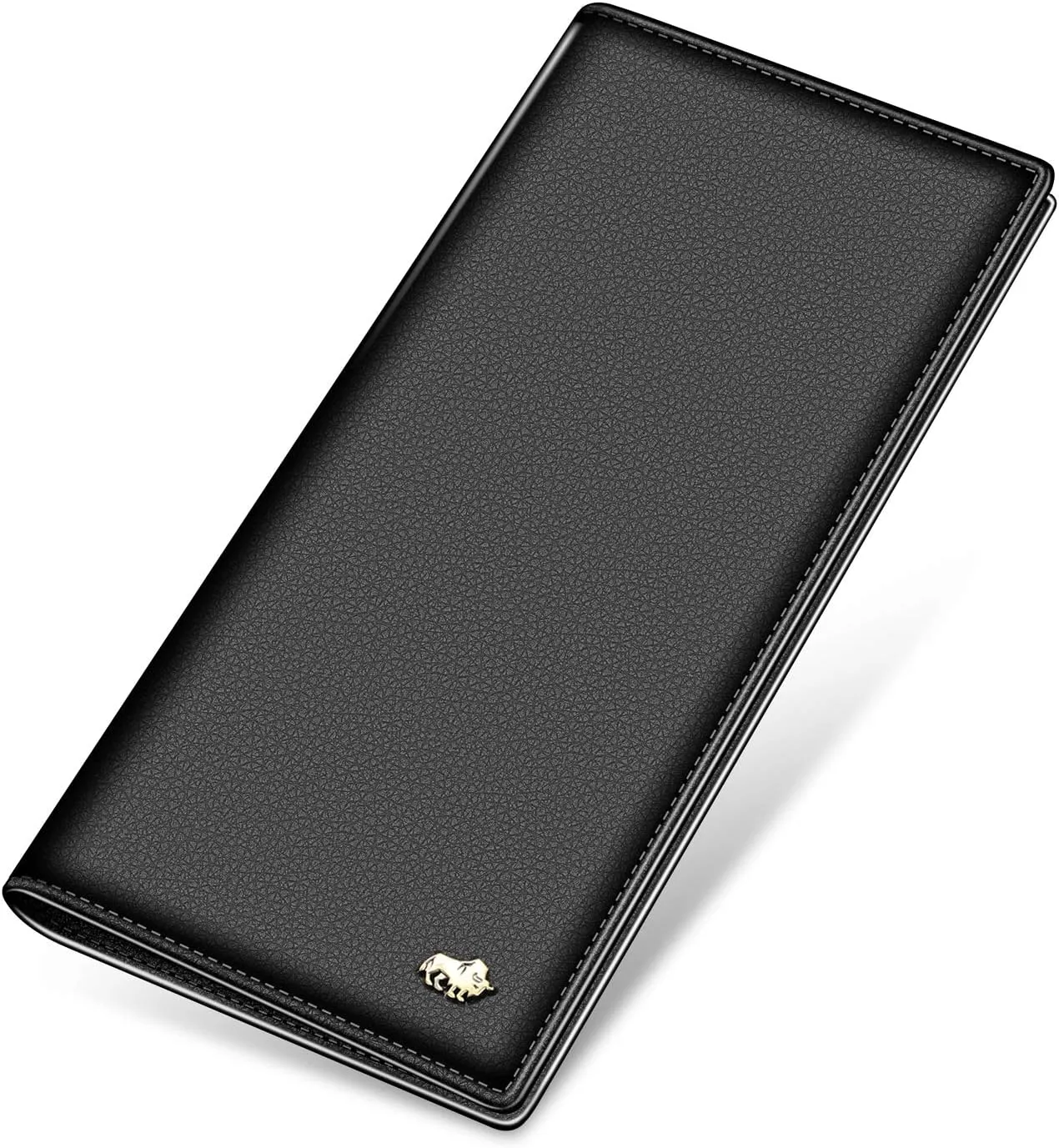 BISON DENIM RFID Bifold Wallets Slim Credit Card Wallet Real Leather Mens Long Wallet with Zipper Coin Pocket
