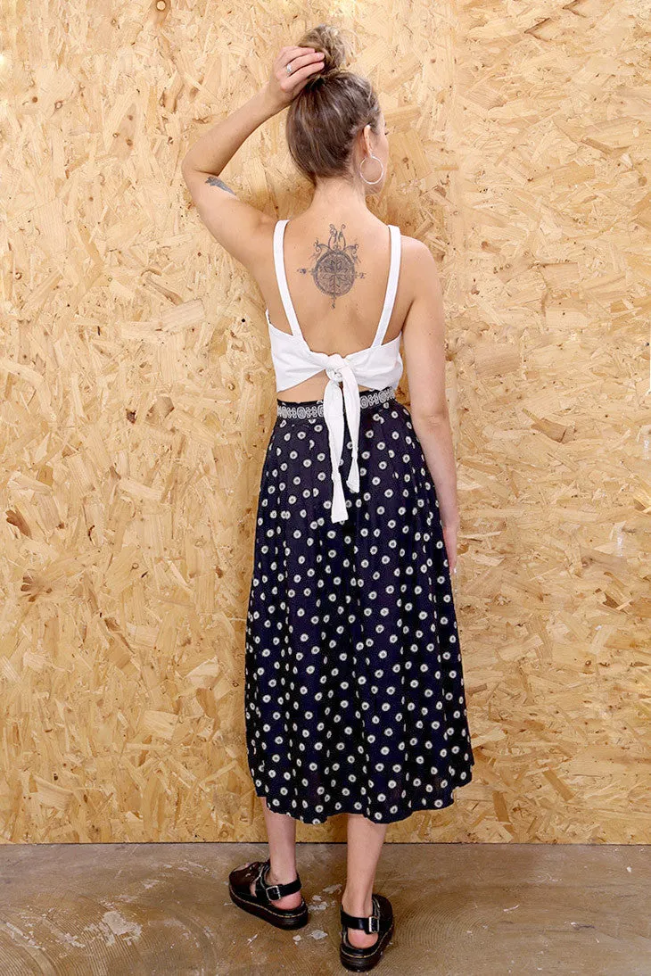 Black Orient Button Through Maxi Skirt