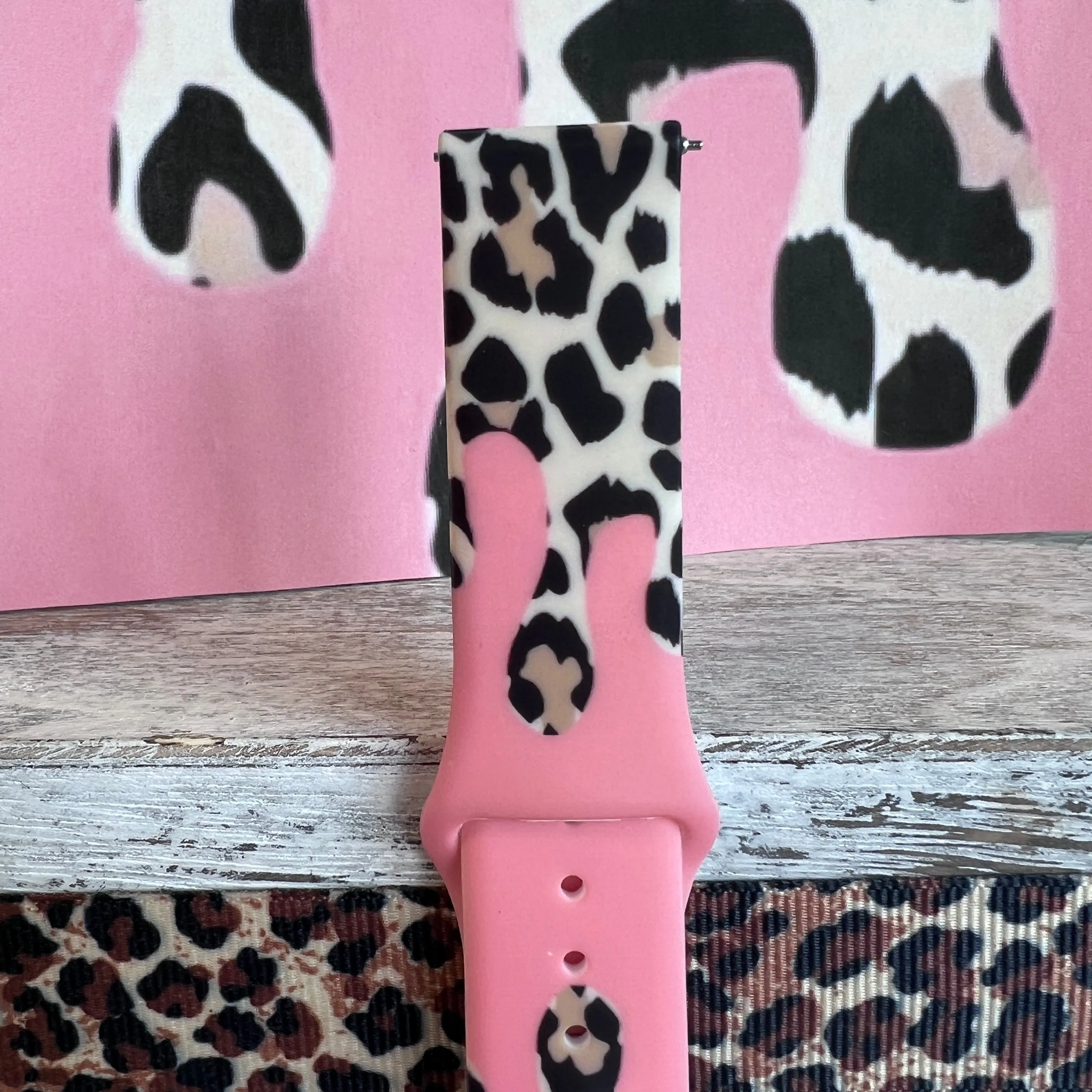 Coral Leopard Drip Print Silicone Band For Samsung Watch