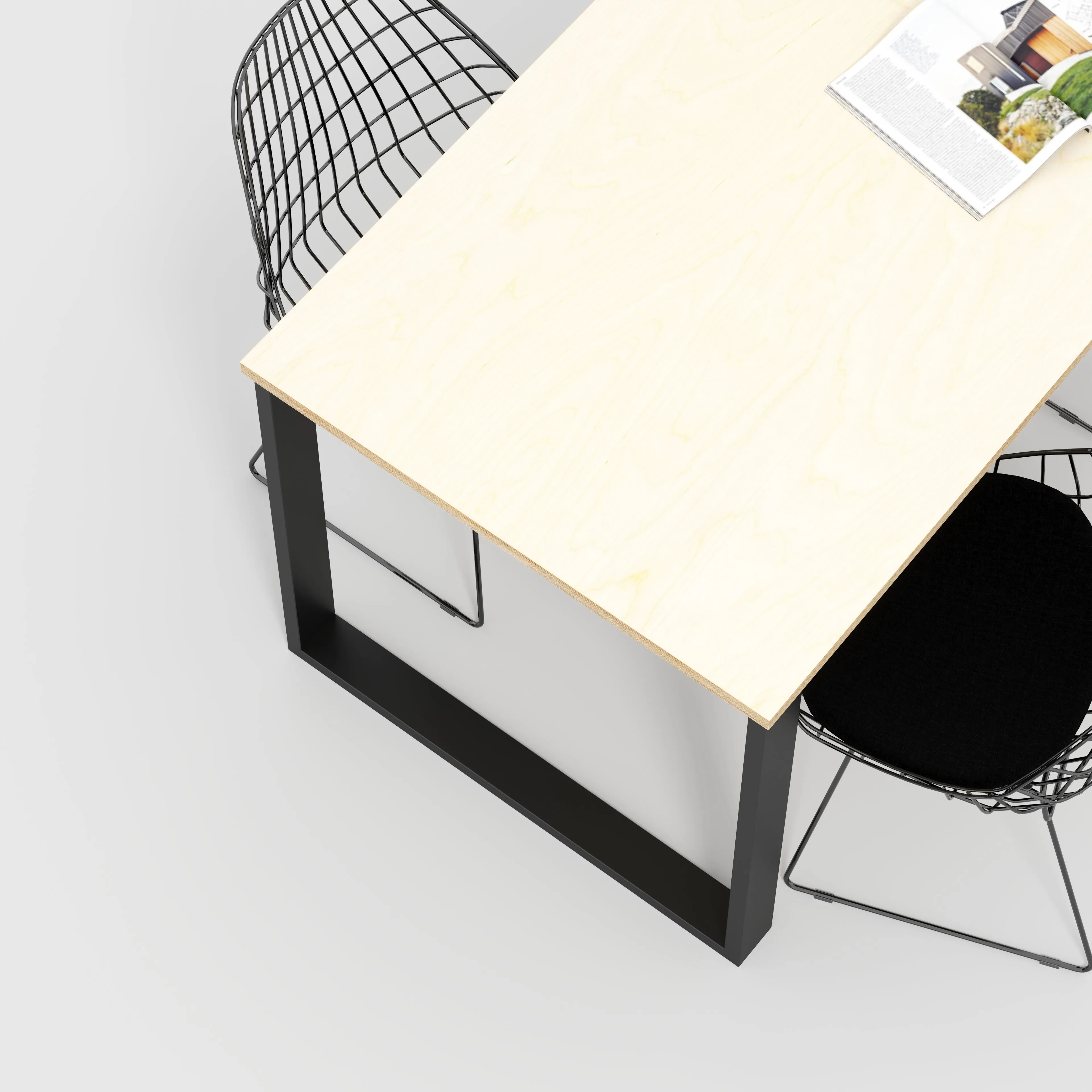 Custom Plywood Table with Square Industrial Legs