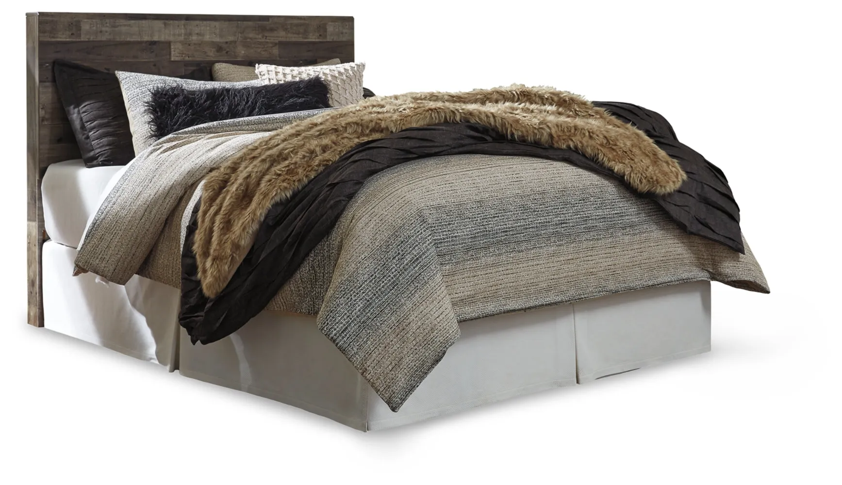Derekson Queen/Full Panel Headboard Bed with Mirrored Dresser and 2 Nightstands