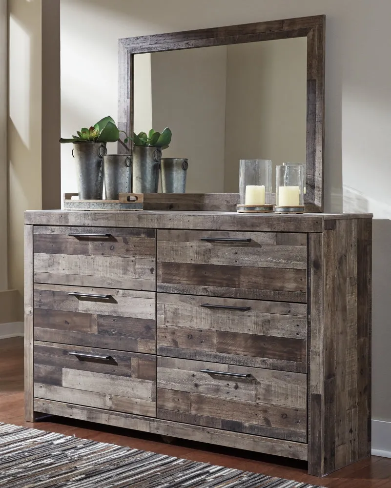 Derekson Queen/Full Panel Headboard Bed with Mirrored Dresser and 2 Nightstands