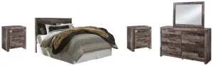 Derekson Queen/Full Panel Headboard Bed with Mirrored Dresser and 2 Nightstands