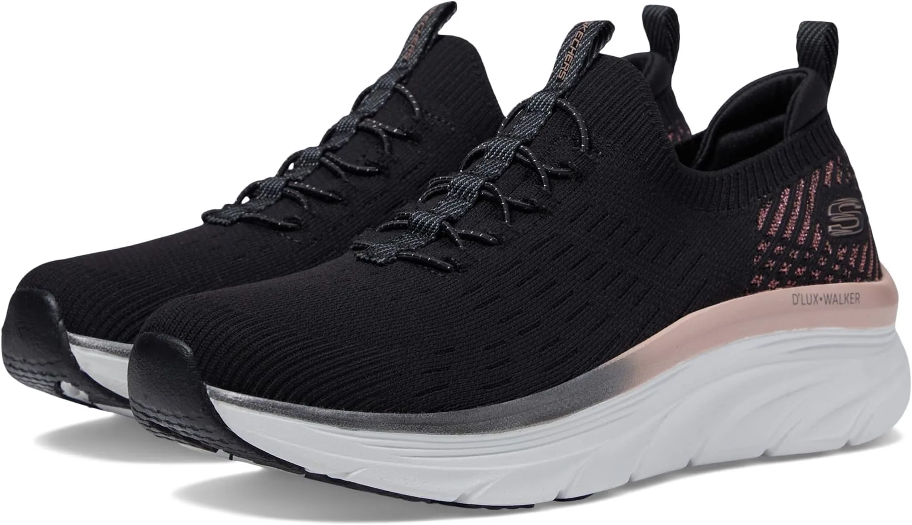 D'Lux Walker-Let It Glow SKECHERS, Black Rose Gold
