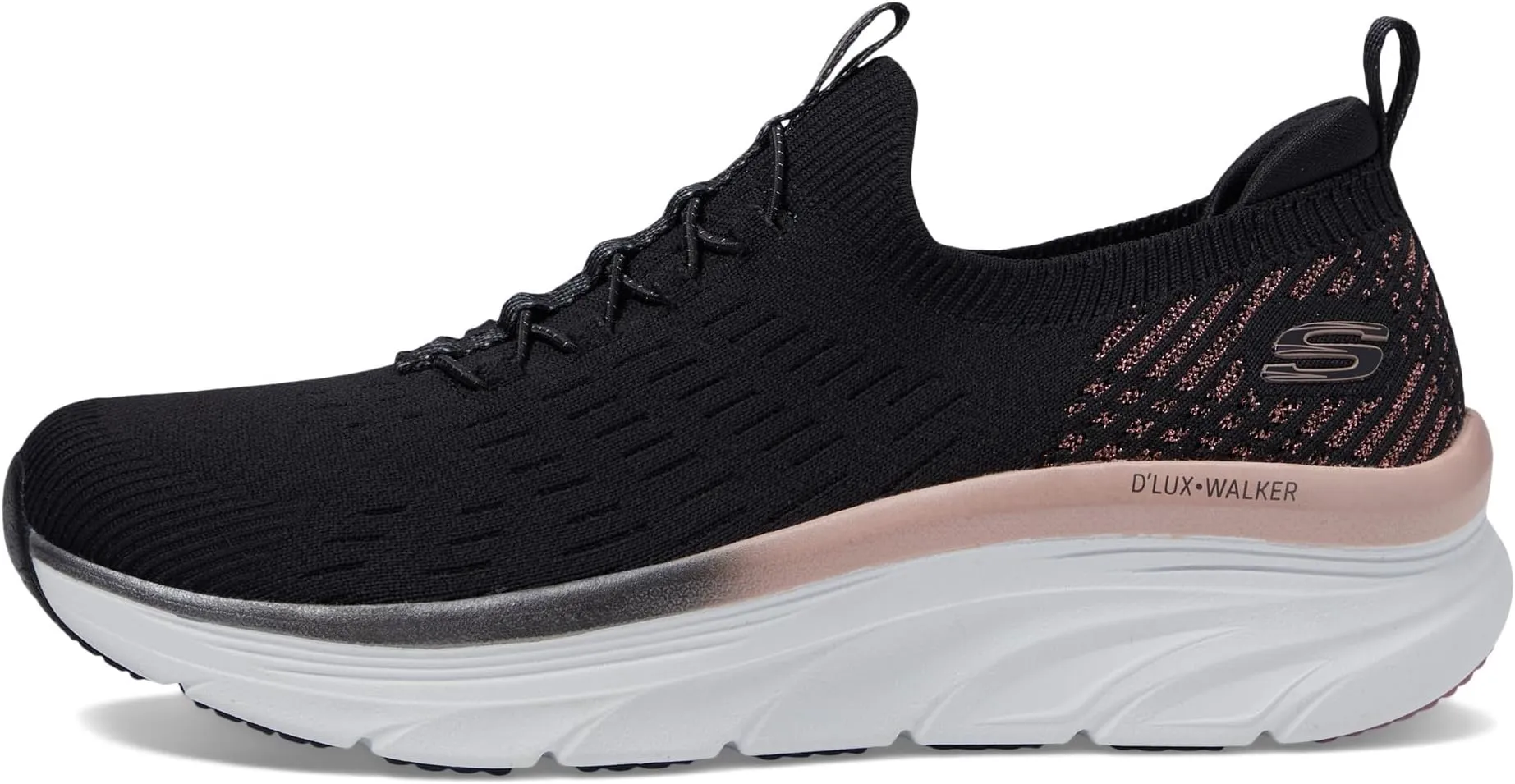 D'Lux Walker-Let It Glow SKECHERS, Black Rose Gold