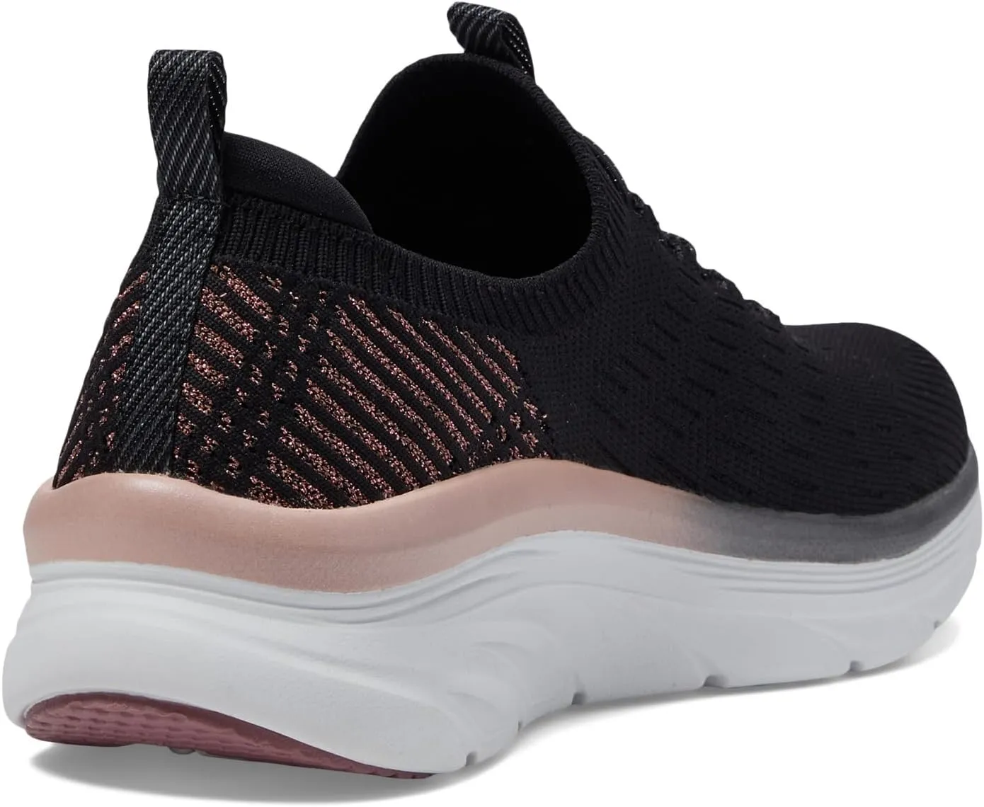 D'Lux Walker-Let It Glow SKECHERS, Black Rose Gold