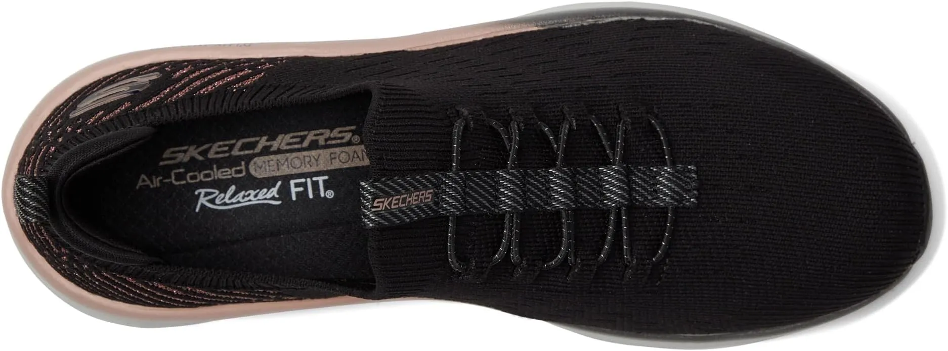D'Lux Walker-Let It Glow SKECHERS, Black Rose Gold