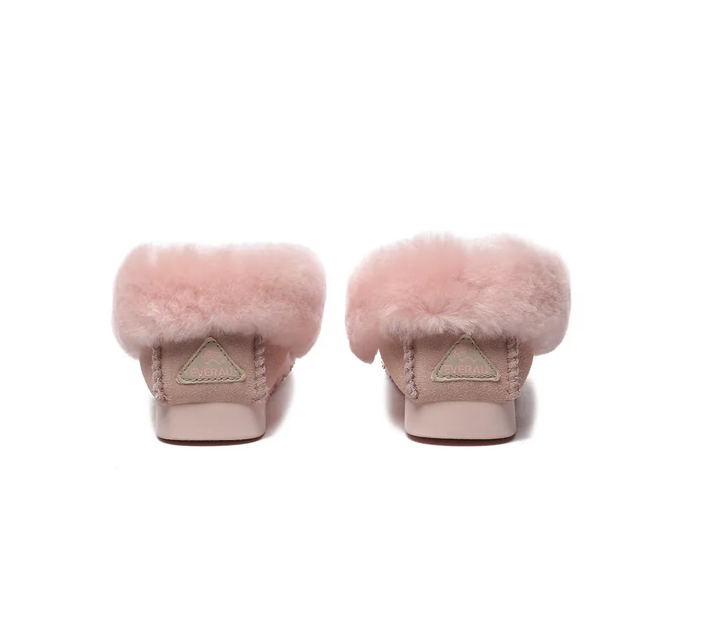 EVERAU® UGG Slippers Sheepskin Wool Ankle Popo Moccasin
