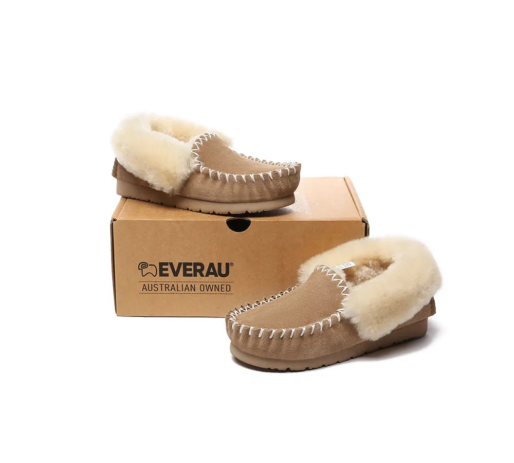 EVERAU® UGG Slippers Sheepskin Wool Ankle Popo Moccasin