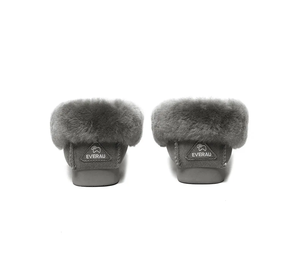 EVERAU® UGG Slippers Sheepskin Wool Ankle Popo Moccasin