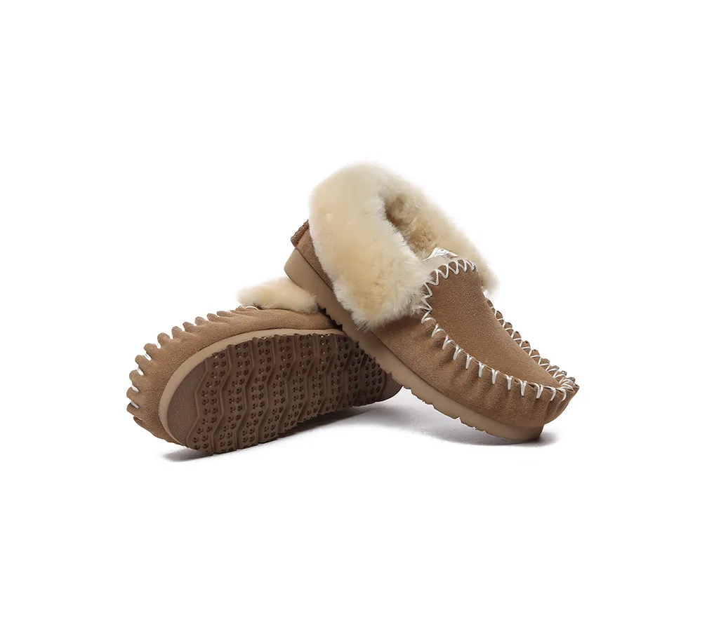 EVERAU® UGG Slippers Sheepskin Wool Ankle Popo Moccasin