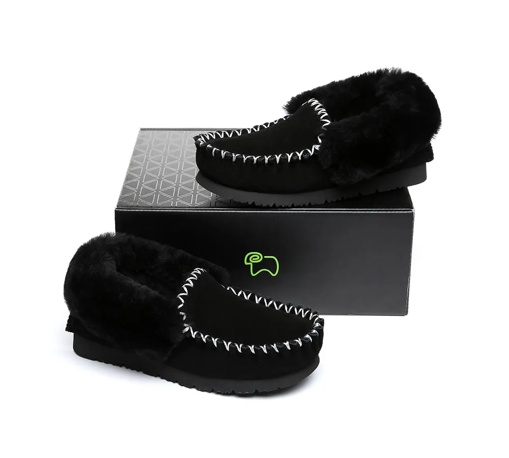 EVERAU® UGG Slippers Sheepskin Wool Ankle Popo Moccasin