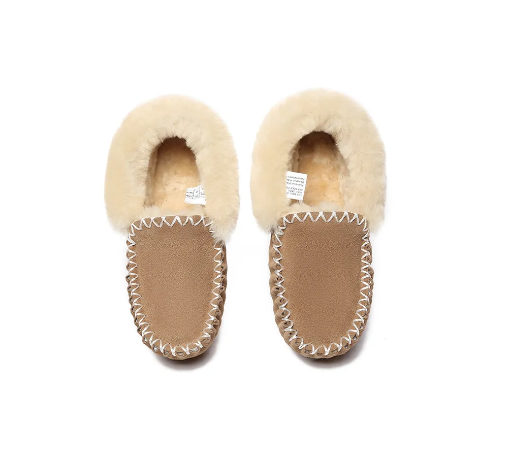 EVERAU® UGG Slippers Sheepskin Wool Ankle Popo Moccasin