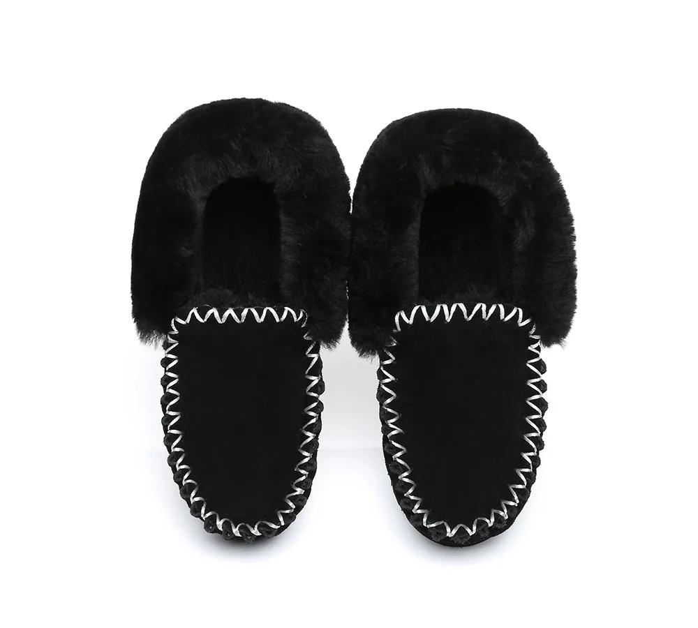 EVERAU® UGG Slippers Sheepskin Wool Ankle Popo Moccasin