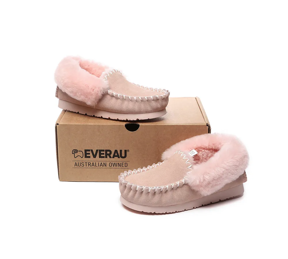 EVERAU® UGG Slippers Sheepskin Wool Ankle Popo Moccasin