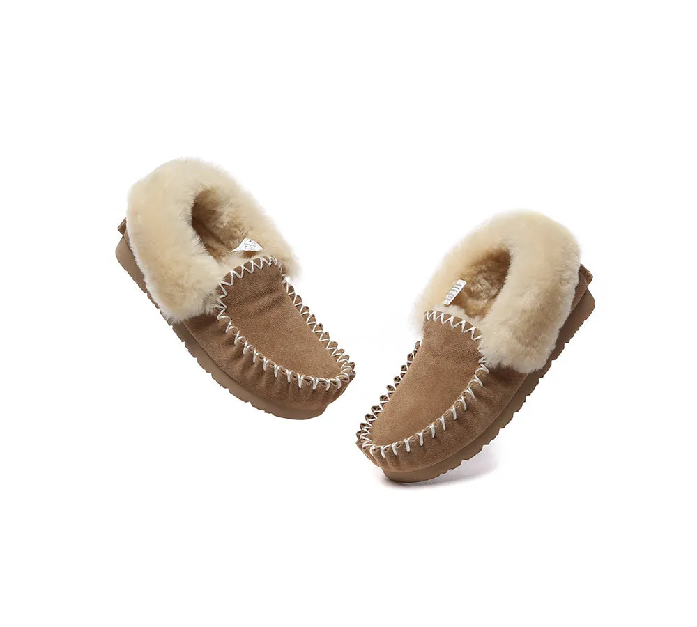 EVERAU® UGG Slippers Sheepskin Wool Ankle Popo Moccasin