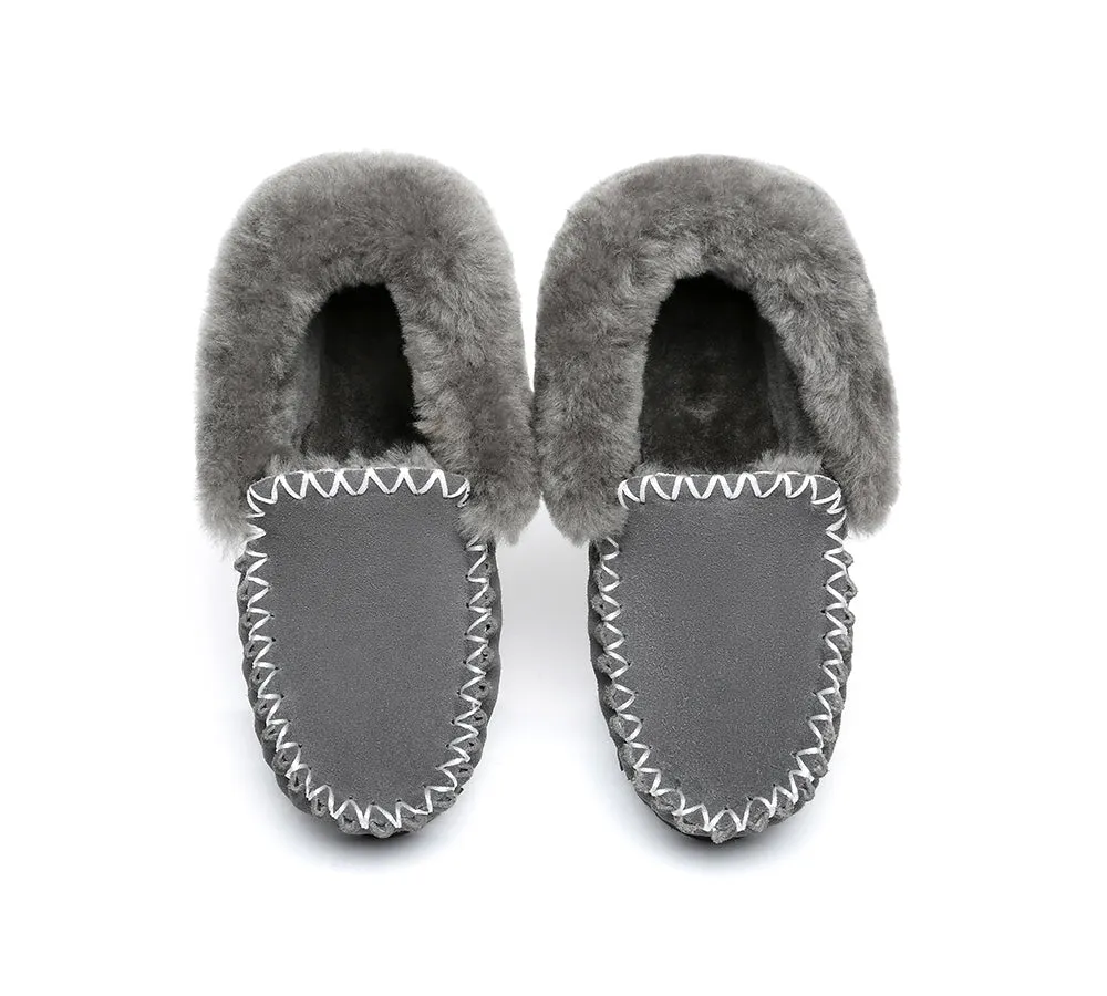 EVERAU® UGG Slippers Sheepskin Wool Ankle Popo Moccasin