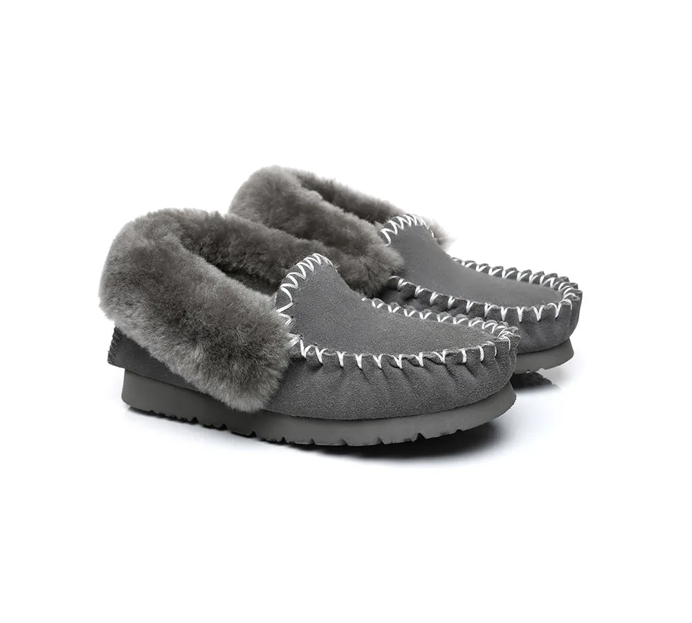 EVERAU® UGG Slippers Sheepskin Wool Ankle Popo Moccasin