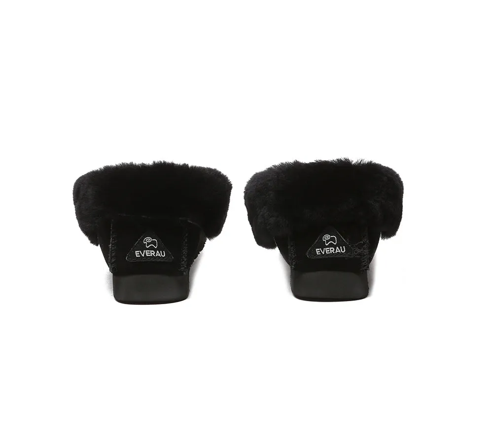 EVERAU® UGG Slippers Sheepskin Wool Ankle Popo Moccasin
