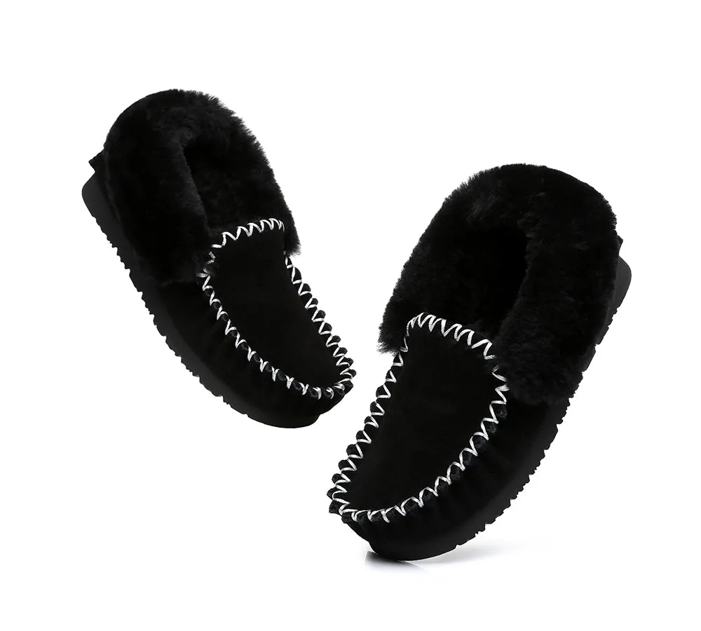 EVERAU® UGG Slippers Sheepskin Wool Ankle Popo Moccasin