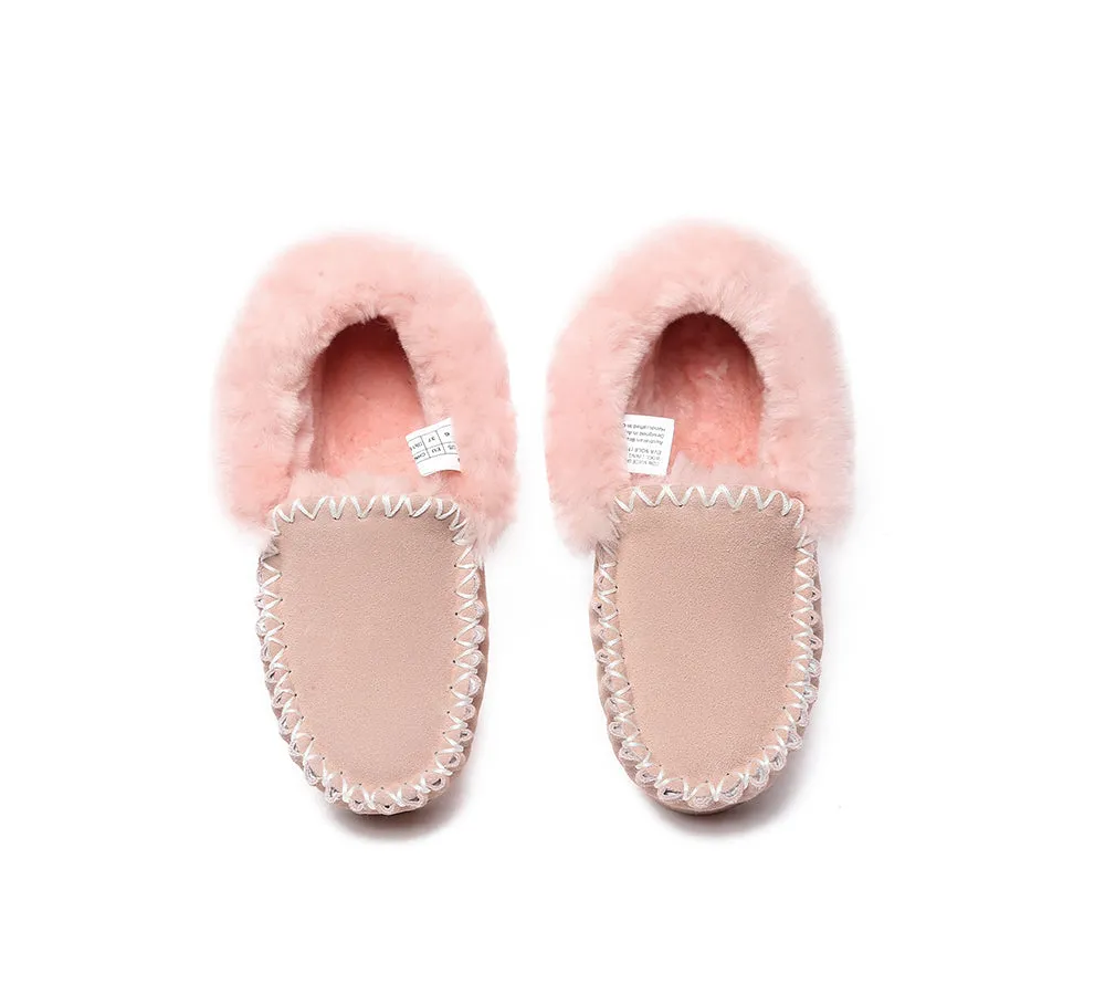 EVERAU® UGG Slippers Sheepskin Wool Ankle Popo Moccasin