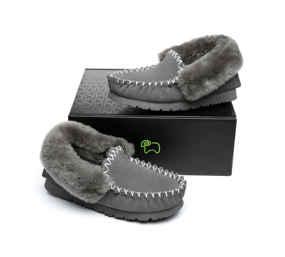 EVERAU® UGG Slippers Sheepskin Wool Ankle Popo Moccasin