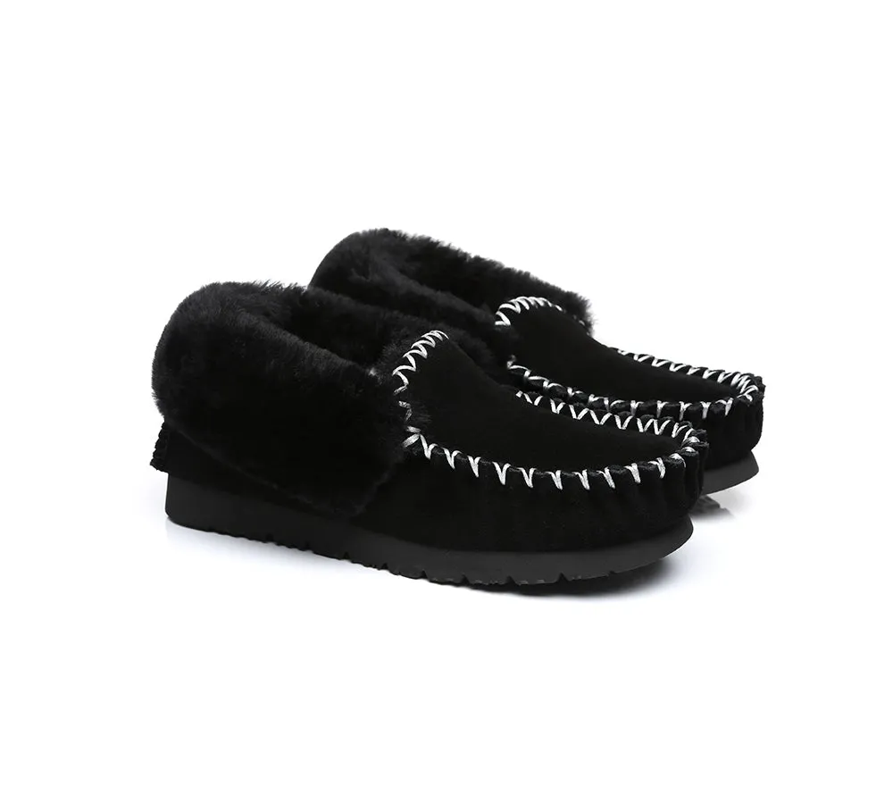 EVERAU® UGG Slippers Sheepskin Wool Ankle Popo Moccasin