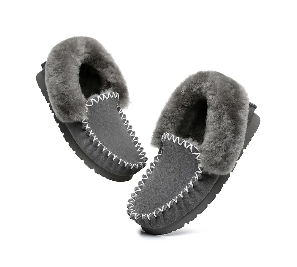 EVERAU® UGG Slippers Sheepskin Wool Ankle Popo Moccasin