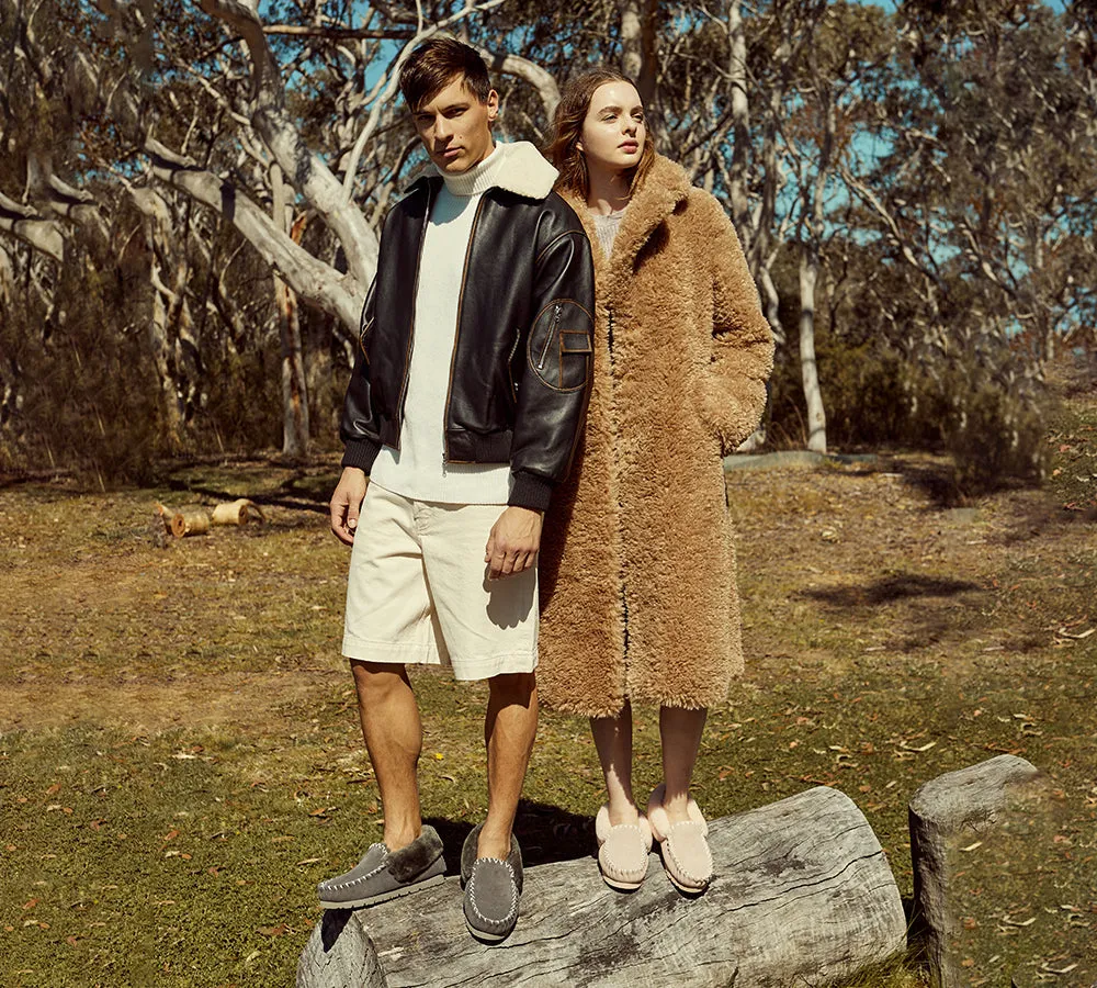 EVERAU® UGG Slippers Sheepskin Wool Ankle Popo Moccasin