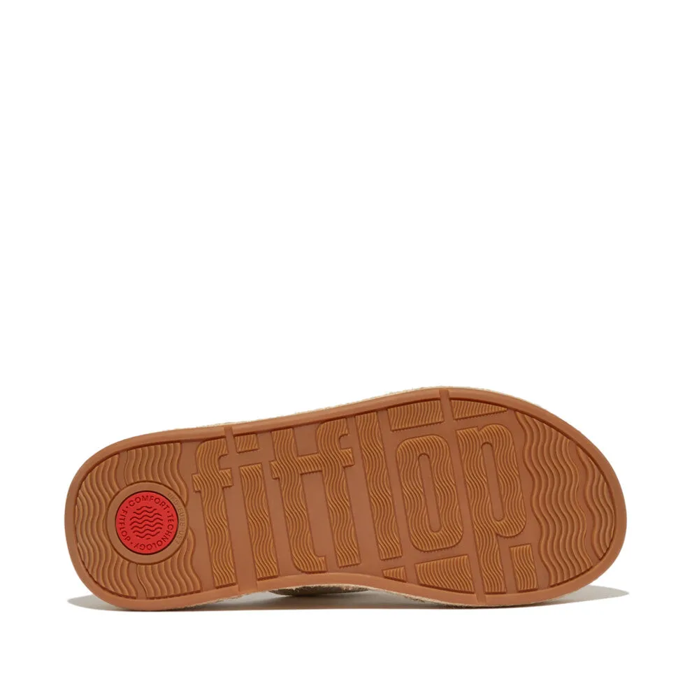 Fitflop F-Mode Espadrille Glitz-Canvas Flatform Toe-Thongs Ivory