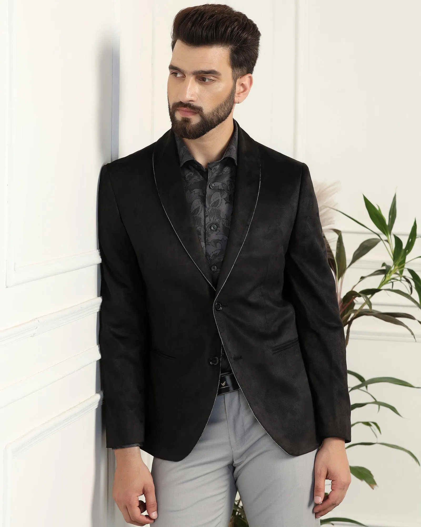 Formal Black Solid Blazer - Alcazar