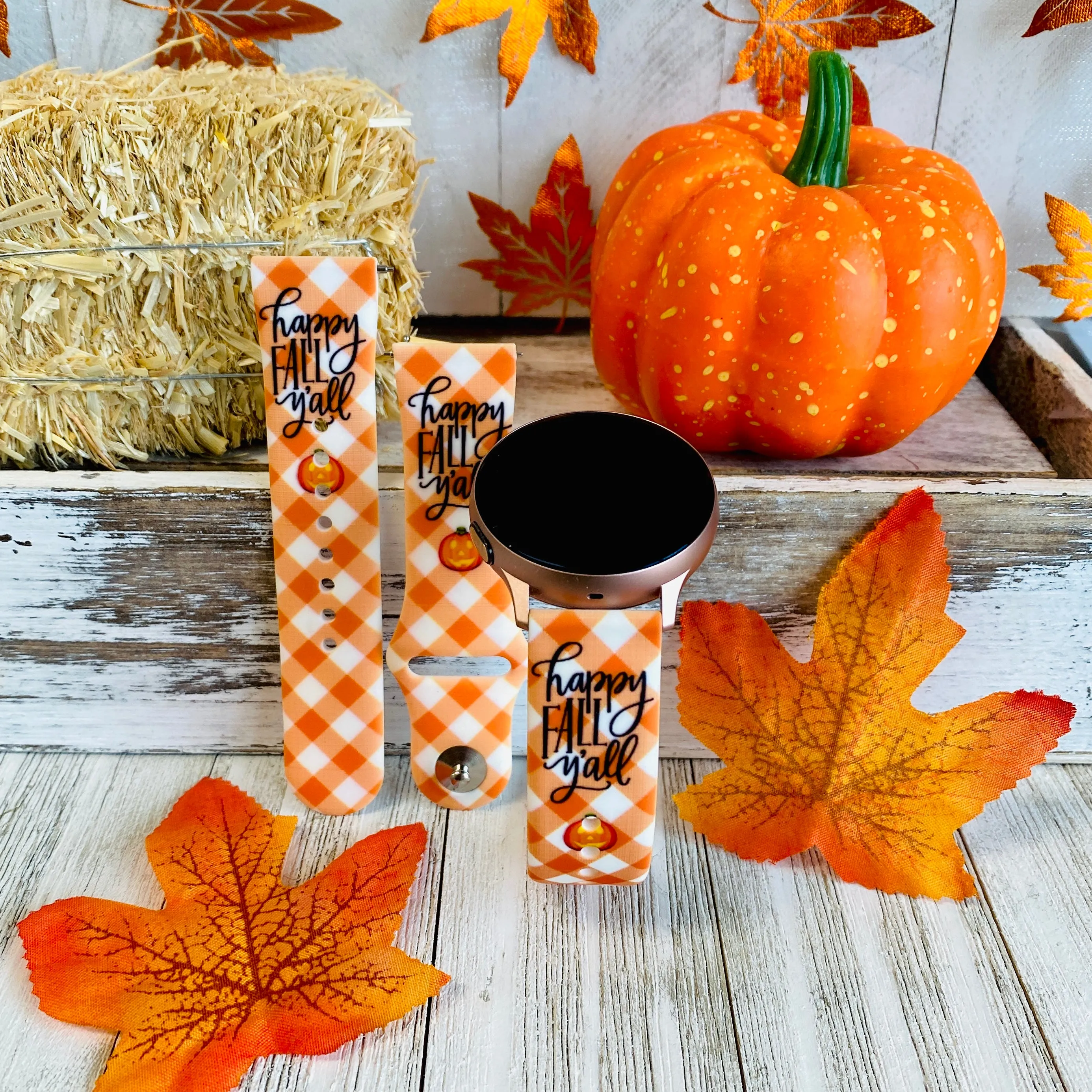 Happy Fall Y'all Print Silicone Band For Samsung Watch