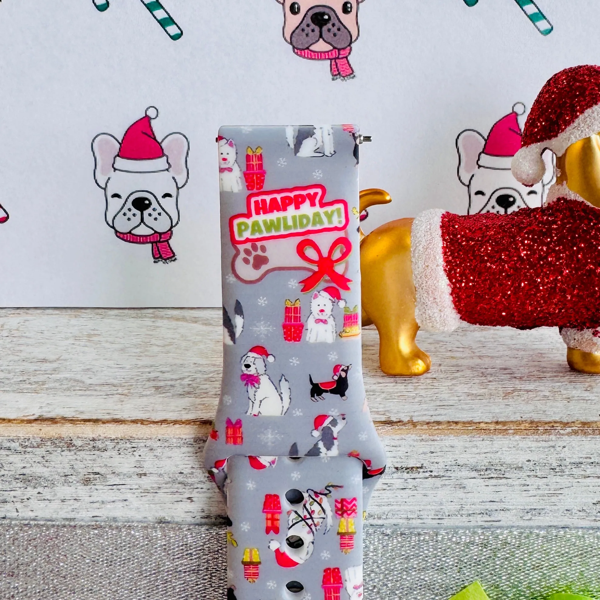 Happy Pawlidays Print Silicone Band For Samsung Watch