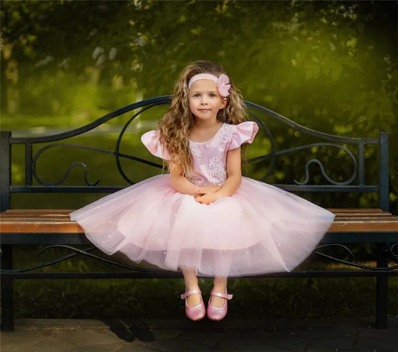 Infant-Toddler Pearls and Lace Dress for Flower Girl or Special Occasion for Princess