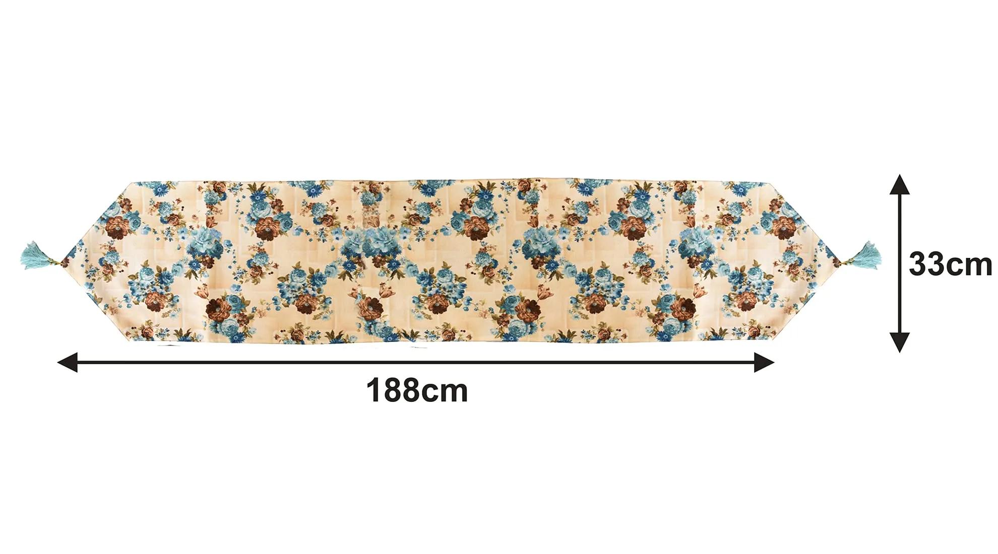 Kuber Industries Flower Design Cotton Table Runner for Family Dinners or Gatherings, Indoor or Outdoor Parties & Everyday Use, 16"x68"inch (Blue)