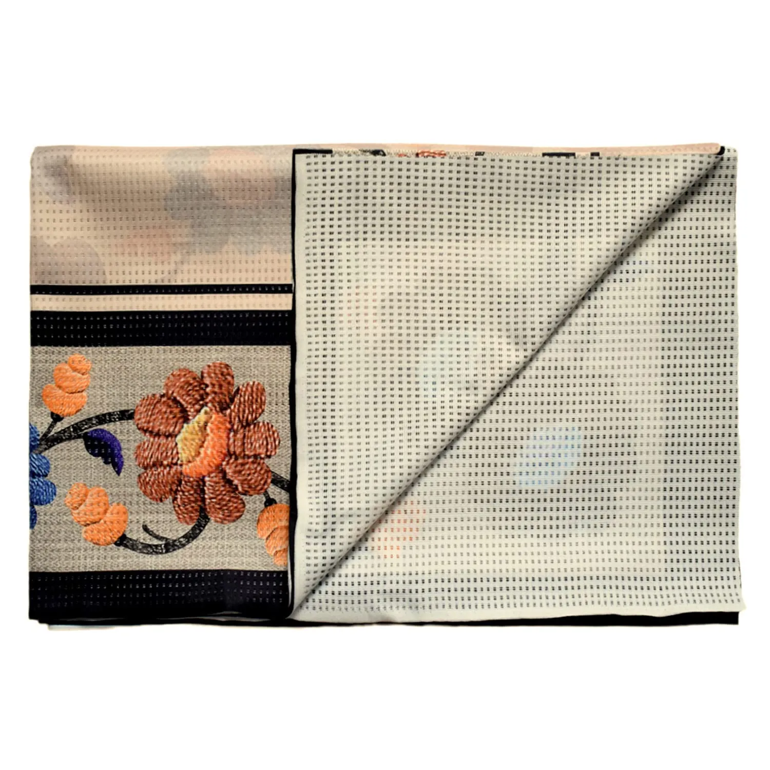 Kuber Industries Flower Printed Home Decorative Luxurious 4 Seater Cotton Center Table Cover/Table Cloth- 40"x60" (Sand)-50KM01736