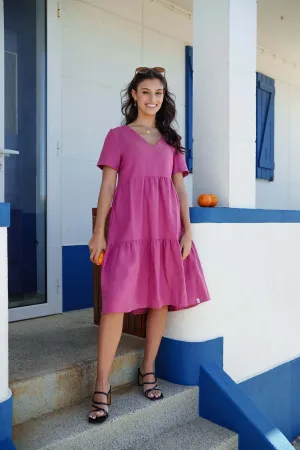 Linen Layer Dress Mulberry Purple/Pink