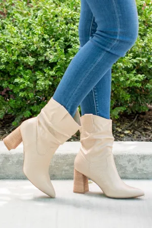 Mavis Slouchy Boots Faux Snake Skin Beige
