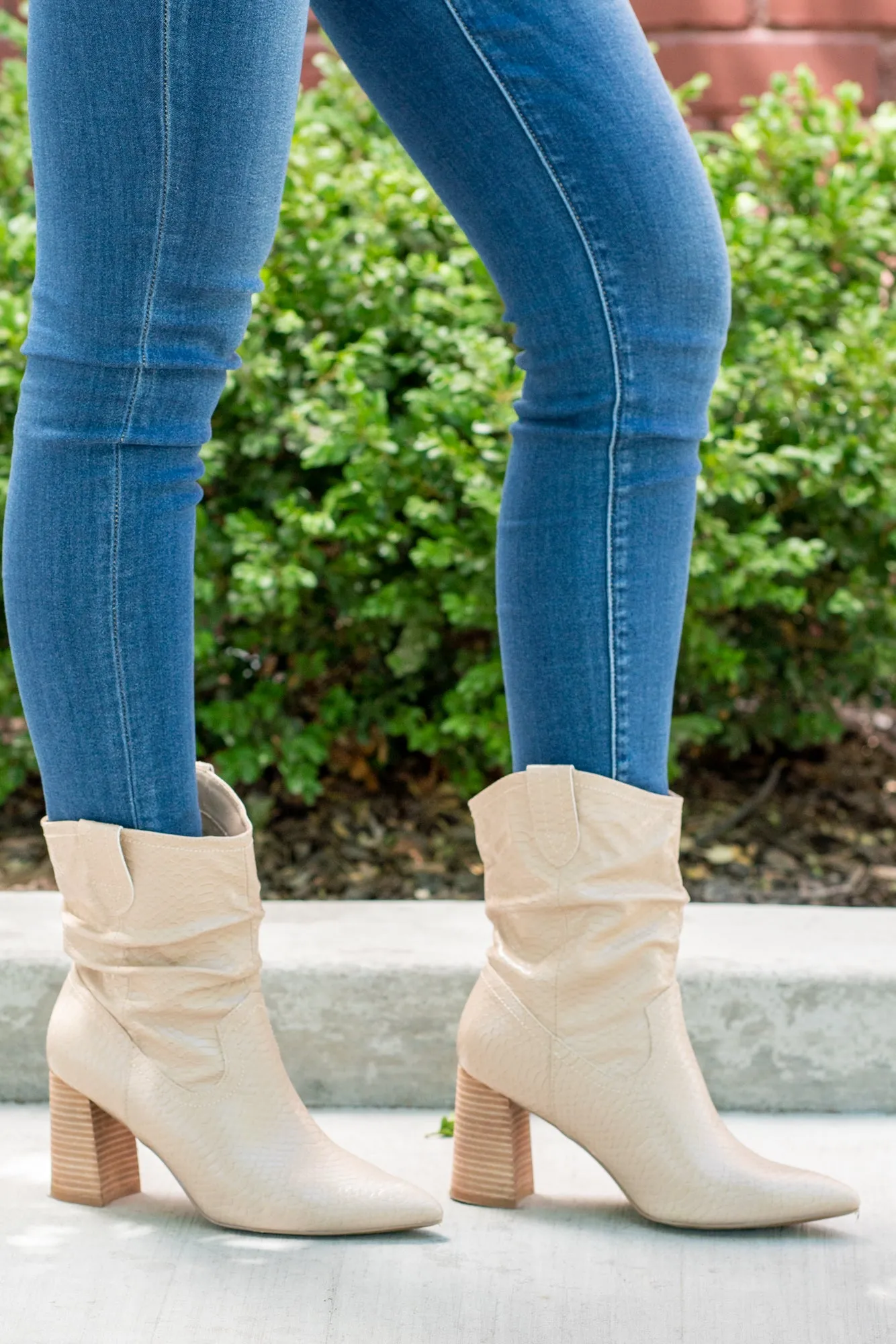 Mavis Slouchy Boots Faux Snake Skin Beige