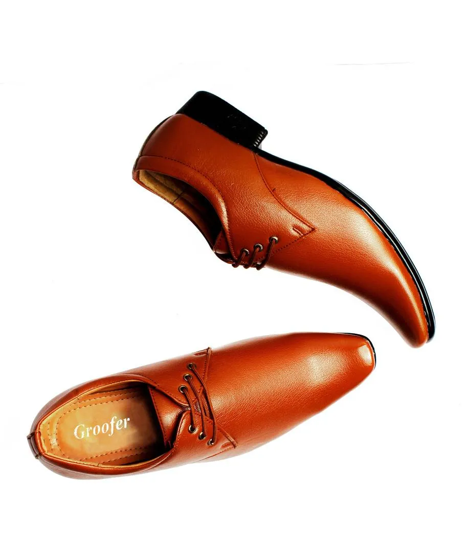 Men's Tan Lace -up Synthetic Formal Shoes