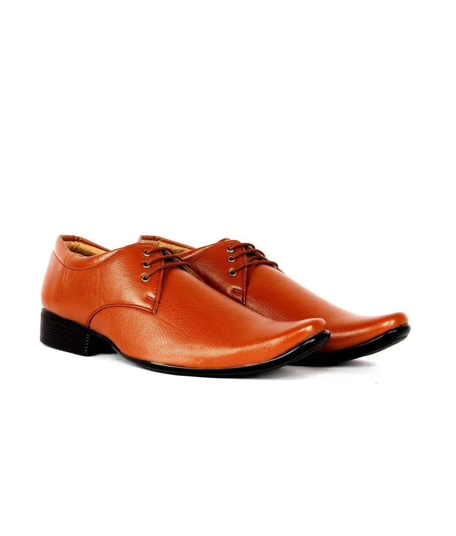 Men's Tan Lace -up Synthetic Formal Shoes