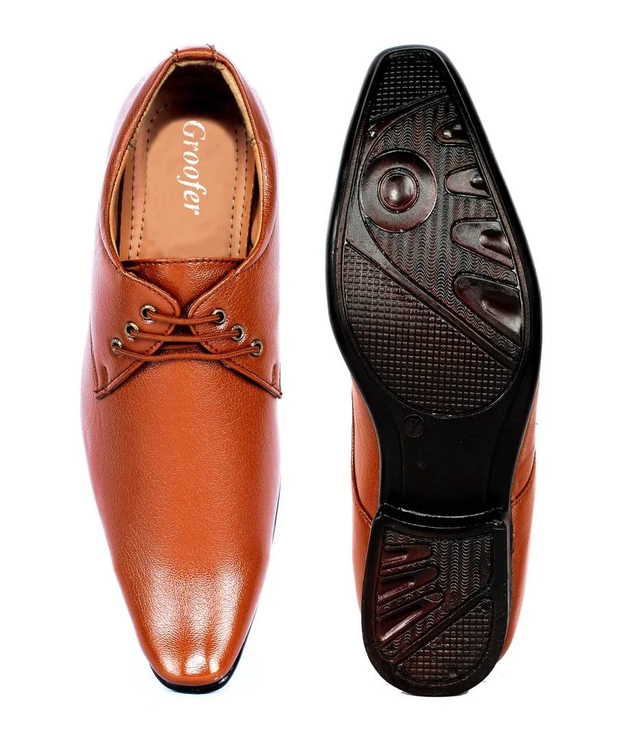 Men's Tan Lace -up Synthetic Formal Shoes